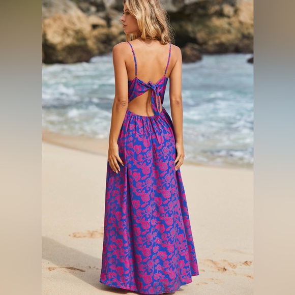 Cupshe Floral Print Knotted V-Neck Maxi Dress - Picture 8 of 8